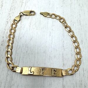 14K solid yellow gold vintage ID bracelet, 9.7 gram